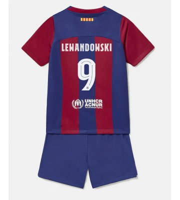 Maillot de foot Barcelona Robert Lewandowski #9 Domicile enfant 2023-24 Manches Courte (+ pantalon court)